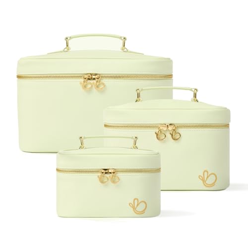 Pistachio Vanity Case, Spacious, Gold-Tone Zip, Top Handle, for Beauty and Bath Essentials, Available in Three Sizes (Small) - Image 3
