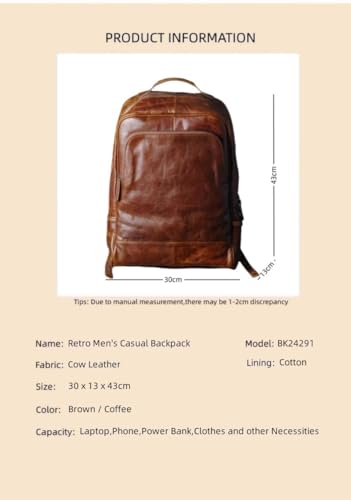 Sac à dos en cuir de vache véritable style vintage pour ordinateur 15 pouces - 3