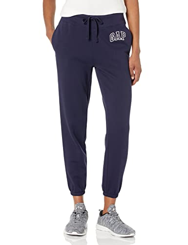 GAP Womens Logo Fleece Joggers Sweatpants, Navy Uniform, Medium US