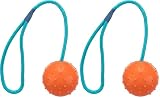 TRIXIE 3305 Ball am Seil, Naturgummi, ø 6/30 cm, orange/türkis, 2er Pack, Hund, Größen alle Rassen, Apportieren, Tauziehen