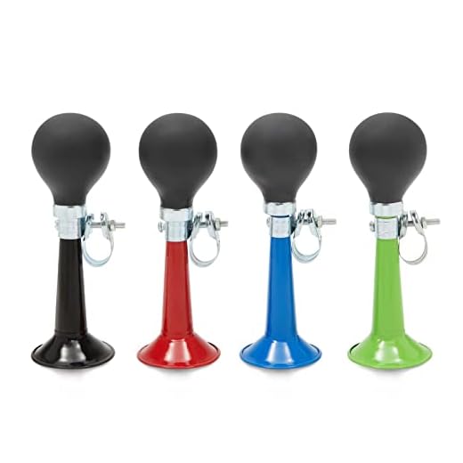 Juvale Bugle Horns for Bikes - 4-Pack Metal Bike Horns, Bicycle Bells with Rubber Squeeze Bulb, Bike Accessory for Kids Bike, Vehicles, Golf Carts, 4 Assorted Colors, 7 x 2.25 x 2.25 Inches
