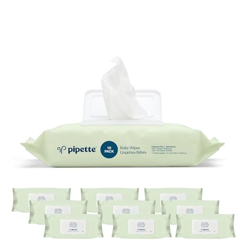 Image of Pipette Baby Wipes | Natural Plant-Derived Fibers | Unscented, Water-Based & Alcohol-Free for Sensitive Skin | Newborn Essentials | 720 Count