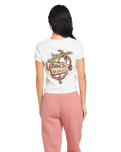 Image of Volcom Women's Have a Clue Short Sleeve Tee - Fitted T-Shirt with Striped Neck Taping