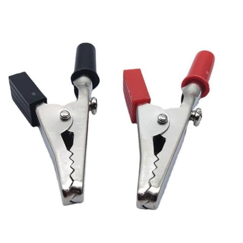 Image of Alligator Clips, 10Pcs Red & Black, 50mm Metal, Spring-Loaded, Compact, Hardware Clamp Vise