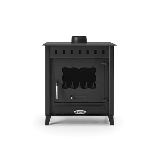 Prensa Stove - Estufa de Leña Mediana TEIDE 1 de 12,6 kW con Salida Superior Ø150 mm - Cristal Cerámico – Acero de 4 mm – Alta Eficiencia Energética