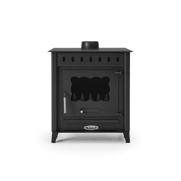Prensa Stove - Estufa de Leña Mediana TEIDE 1 de 12,6 kW con Salida Superior y Cristal Cerámico – Acero de 4 mm – Alta Eficiencia Energética