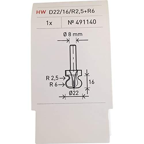 Festool Griffleistenfräser HW S8 D22/16/R2,5+6