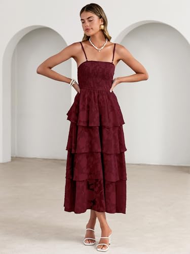 Image of Simplee Womens Summer Strapless Maxi Dress 2026 Boho Floral Off Shoulder Wedding Guest Dresses Tiered Beach Long Sundress