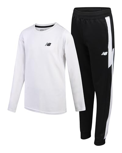 New Balance Boys Tracksuit Set - 2 Piece Poly Thermal Long Sleeve Shirt and Tricot Jogger Sweatpants for Boys (Sizes 8-20)