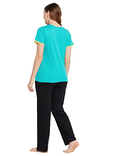 Image of Clovia Women's Cotton Graphic Print Top & Pyjama Set