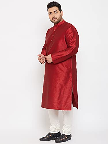 Image of VASTRAMAY Plus Size Men's Silk Blend Kurta Set-New Maroon