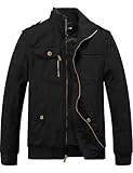 Wantdo Men's Military Cotton Lightweight Casual Stand Collar Windbreaker Jacket