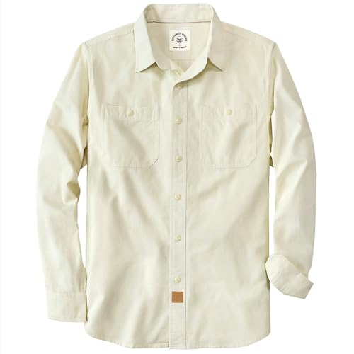 Dubinik® Chambray Hemd Herren 2 Brusttaschen Baumwoll Langarm Button Down Comfort Freizeit Arbeiten Regular Fit