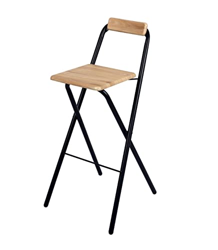 Urban living Friends Tabouret en bois/noir 48 x 43 x H 98 cm
