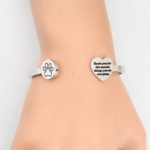 Image of SEIRAA Dog Lovers Paw Print Cuff Bangle Thank You for The Unseen Things You Do Everyday Vet Tech Student Gifts Veterinary Technician Appreciation Jewelry
