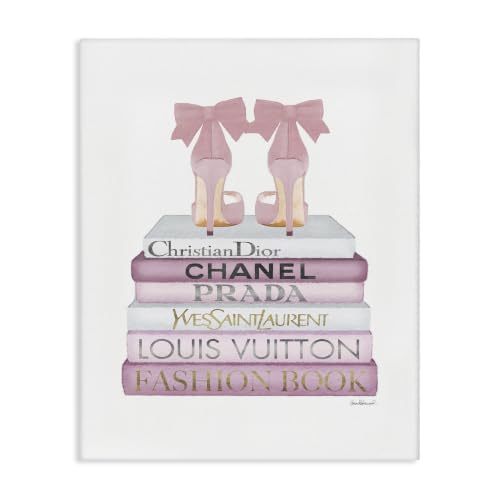 Image of Pastel Pink Heels Books Glam, 16 x 20 Inch Canvas Wall Art