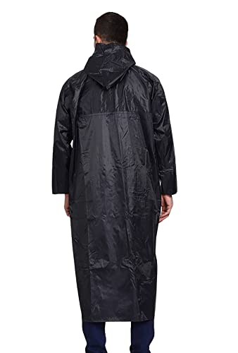 Image of Men's Polyester Double-Layer Long Raincoat Poncho with Pockets, Adjustable Cap and Cover