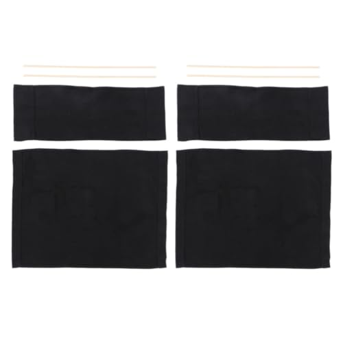 Cabilock Directors Chair Replacement Canvas 2 Sets Fabric Seat Cover Foldable Directors Chair Cover with Wood Stick Black