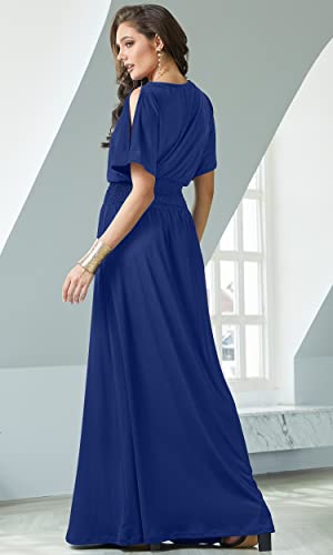 Image of KOH KOH Womens Split Sleeves Smocked Elegant Cocktail Long Maxi Dress