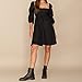 EXLURA Womens Square Neck Dress Long Puff Sleeve A-Line Casual Short Mini Dress Black