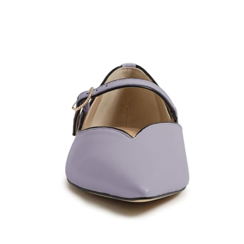 Tang'scuisins Women Casual Mary Jane Ballet Flats Closed Pointed Toe Buckle Pumps Soft Party Dress Comfortable Shoes Size 4-16 US2