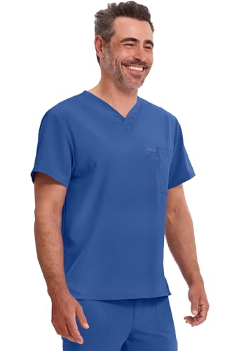 Image of Dickies EDS Essentials Scrubs for Men V-Neck 360 Stretch Medical Scrub Top | Relaxed Fit, 2 Pocket Design, 360 Stretch, Moisture Wicking Fabric, Durable Construction, Side Vents, Easy Care