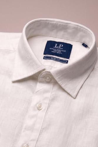 Image of Louis Philippe Men's Linen Blend Solid Shirt with Soft Handfeel & Naturally Antibacterial Finish - Holiday Wear