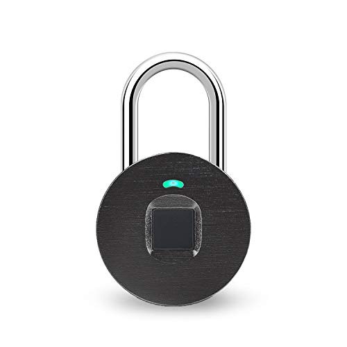 Preisvergleich Produktbild hardwrk Fingerprint Lock - Schwarz - Smartes Vorhängeschloss mit Fingerabdruck-Leser - Wetterfest nach IP65 - Schnelles, sicheres Entsperren - Finger Abdruck Schloss Black