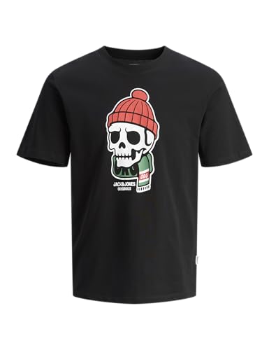 JACK & JONES Jorholiday Skull tee SS Cn Jnr, Negro, 12 años