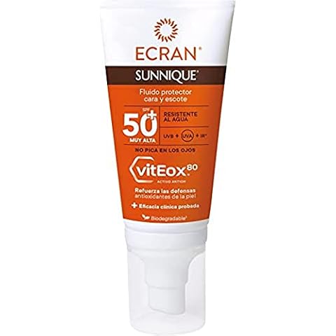 Ecran Sunnique, Fluido Protector Cara y Escote SPF50+ Cover