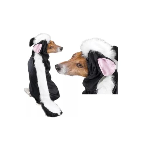 Disfraz de mofeta negro y blanco para perro talla Large