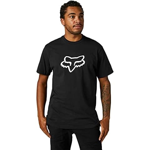 Fox Racing Men's Legacy Fox Head Short Sleeve Tee T Shirt, Black/White, L UK Cover