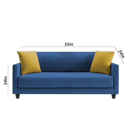 Image of Casaliving Dominic 3 + 2 Seater Sofa Set for Living Room (Blue) Premium Fabric Sofa
