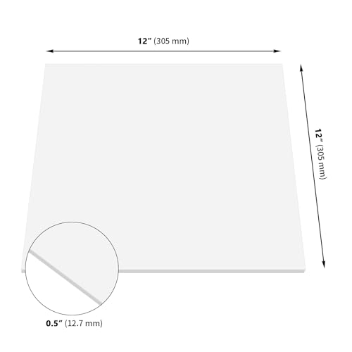 Image of 2 PCS 12 x 12 x 1 /2 Inch White HDPE Plastic Sheet, 12.5mm Thick High Density Polyethylene Board, Square Plastic Sheet for DIY Projects