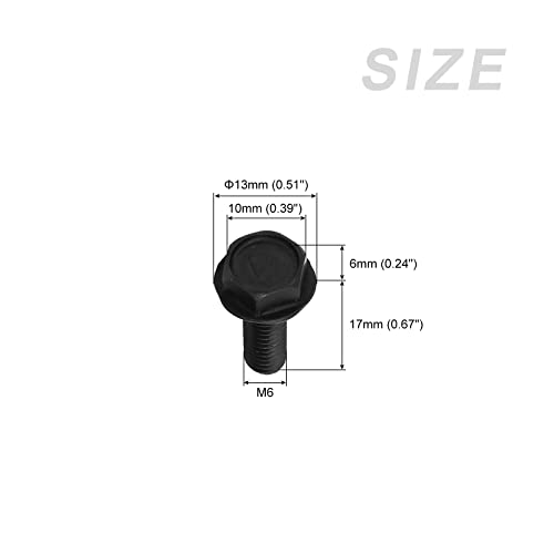 Image of METALLIXITY Flanged Hex Head Bolts (M6x17mm) 8pcs, Left Hand Hexagon Bolt Reverse Thread Screw - for House Construction Machine Fasteners