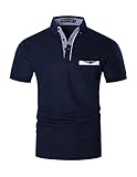 Basic Poloshirt mit Kontrastblende an Kragen und Knopfleiste, um das Gesamtgefühl der Hierarchie zu erhöhen. Geeignet für Arbeit, Golf, Tennis, Laufen und Radfahren.