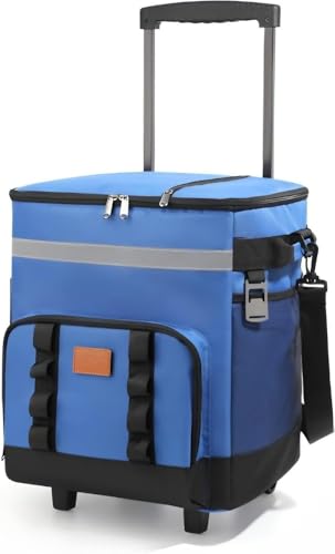 Citybabyクーラーボックス 大容量35L キャスター付き 保冷保温12時間 (4層断熱/防水/折りたたみ式) ソフトクーラーバッグ キャンプ BBQ 釣り 運動会 お花見 レジャー 防災に最適 軽量設計 保冷リュック デリバリーバッグ ホイールクーラ