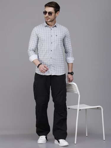 Image of Majestic Man Men Comfort Slim Fit Opaque Checked Cotton Casual Shirt