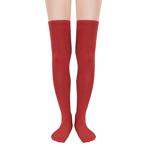 Image of Zando Womens Thigh High Socks Over The Knee Tube Leg Warmers Stocking Cotton Cosplay Long Solid Leggings Sock