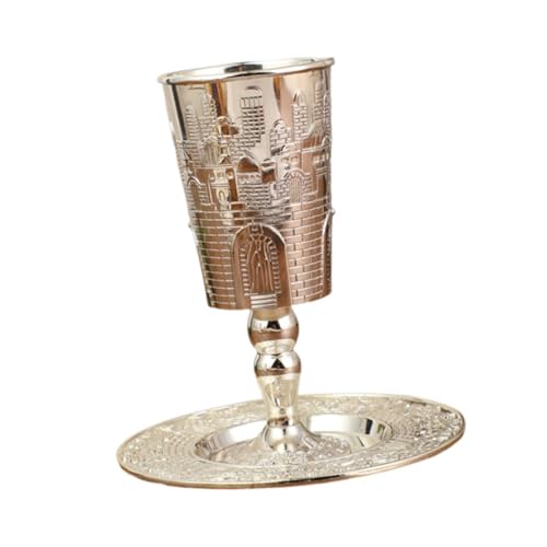 Bothyi Goblet Coffee Mug with Saucer European Tableware Cocktail Cup Kiddush Cup for Holiday Celebration Jewish Hanukkah Anniversary