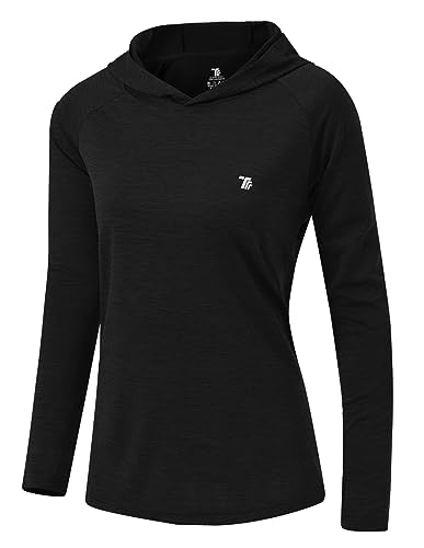 YSENTO Womens Long Sleeve Running Sports Tops Gym Workout Yoga Lightweight Training Hoodies(Black,m)