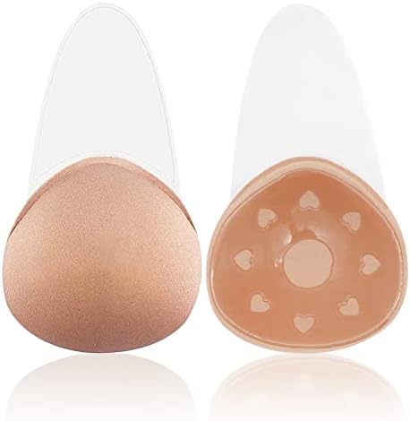 NTSWZYS 1 Pair Sticky Bra Push up Adhesive Bra Invisible Lift up Bra Strapless Backless Silicone Bra for Breast Lift (D/DD, 1 Pair B-Nude)