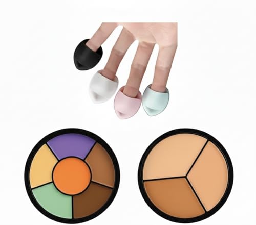 Image of 3 in 1 & 6 in 1 Concealer Palette with 4 Mini Puff Blenders | Long Lasting Cream Concealer for Women & Girls