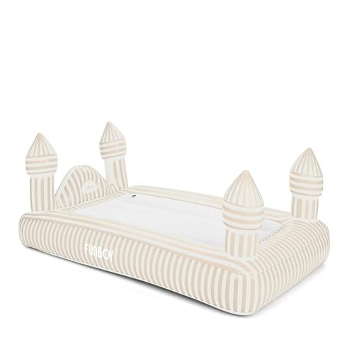 FUNBOY Kids Striped Castle Sleepover Travel Bed & Air Mattress. Perfect for Sleepovers. Includes Carrying Storage Bag, Twin