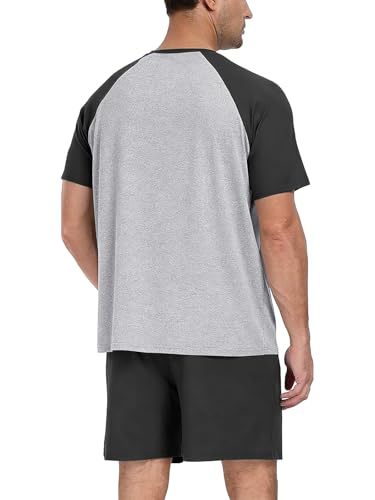 Image of Mens Pajamas Set Modal Soft Pajama Short Set Short Sleeve Pjs Sleepwear 2 Piece Lounge Set With Pockets S-3XL