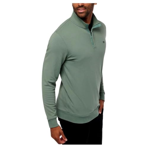 TravisMathew Men's Cloud Quarter Zip 2.0, Heather Balsam2