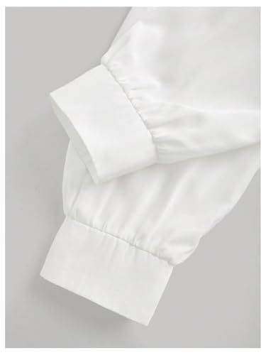 Floerns Women's Button Down Shirts Ruched Bishop Sleeve Dressy Casual Blouse Top3