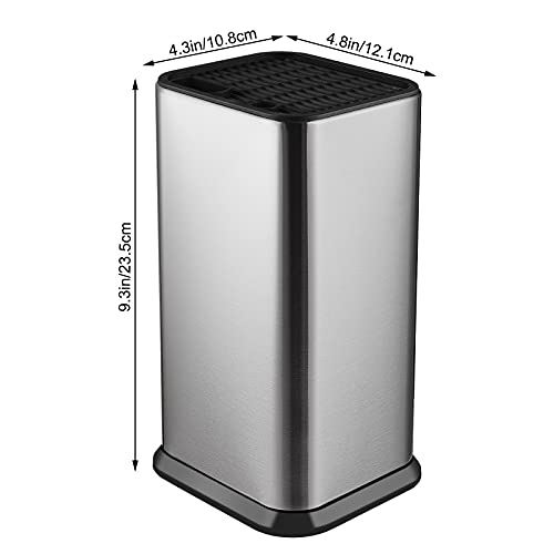 Universal Knife Block Without Knives,Modern Knife Holder For Kitchen Counter,Stainless Steel Knife Organizer With Scissors Slot & Sharpening Rod,Space Saver Rectangular Blocks & Storage - (Silver) #TOP1