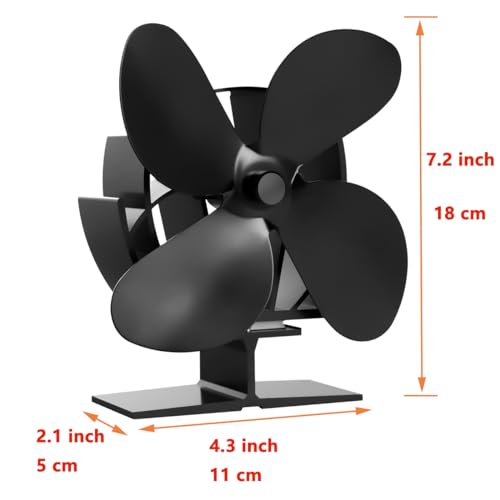 Wood Stove Fan 4 Blades Silent Operation for Wood/Log Burner/Fireplace - Image 3