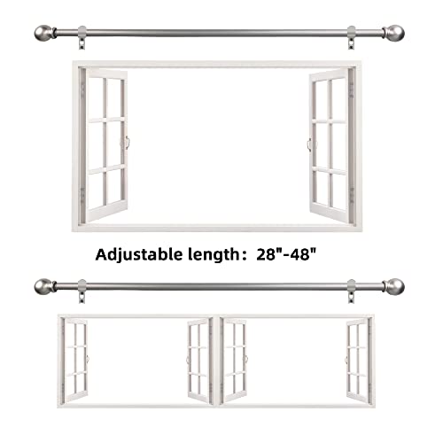 Kowibcl 5/8 Inch Telescoping Metal Curtain Rods,28-48Inch Adjustable Curtain Rods For Bedroom Living Room Shower Room, Satin Nickel #TOP4